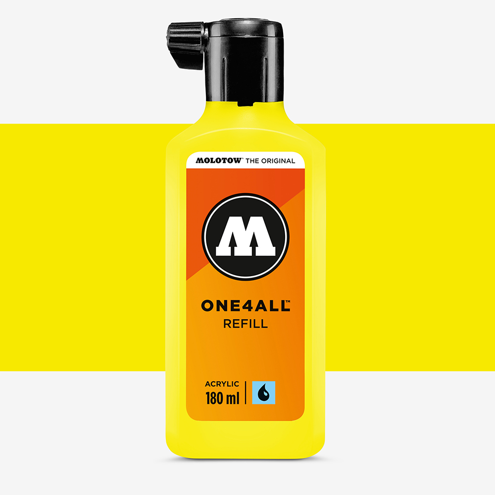 Molotow One4All Acrylic Paint Refill 180ml Neon Yellow Fluorescent 220