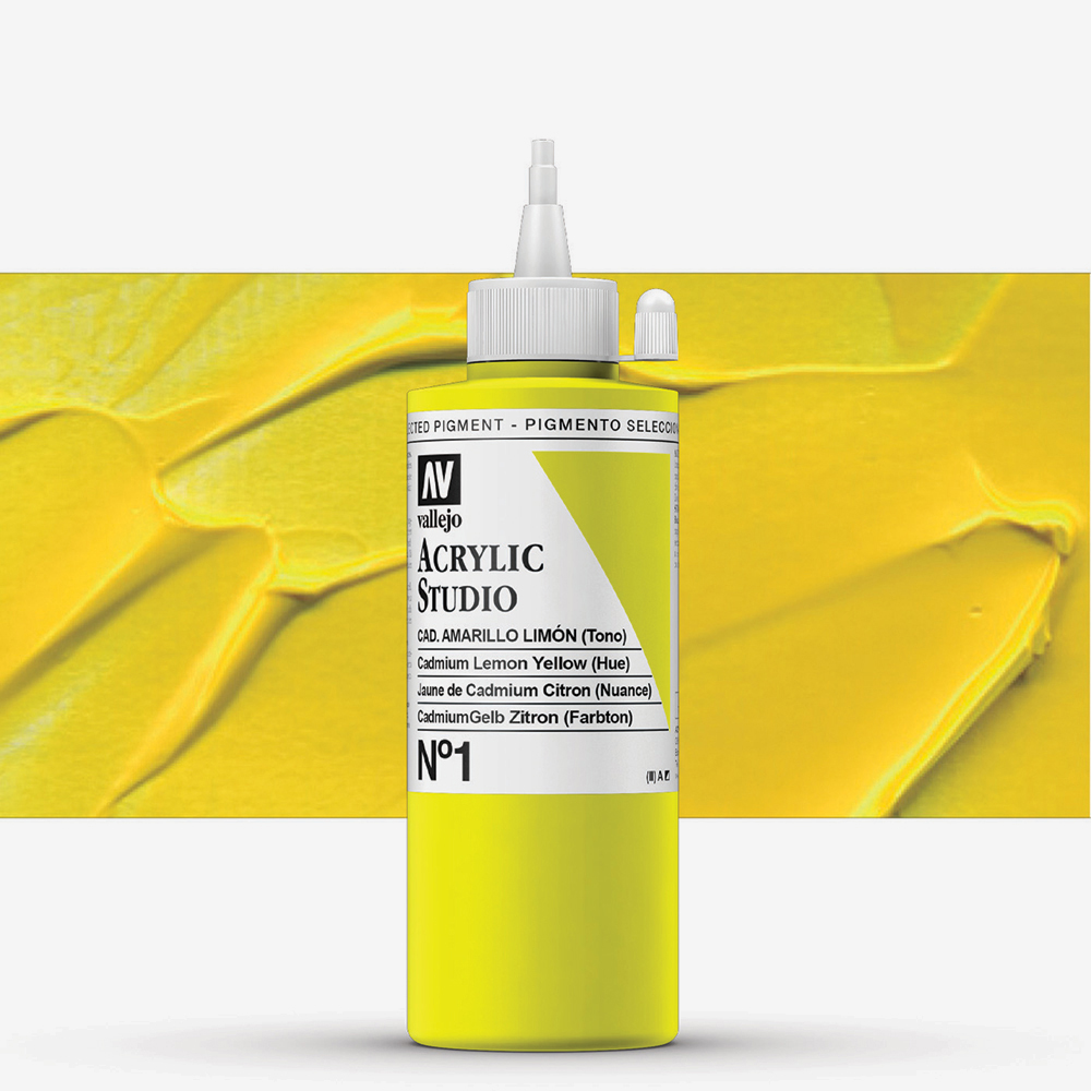 Vallejo : Studio Acrylic Paint : 200ml : Cadmium Lemon Yellow (Hue)