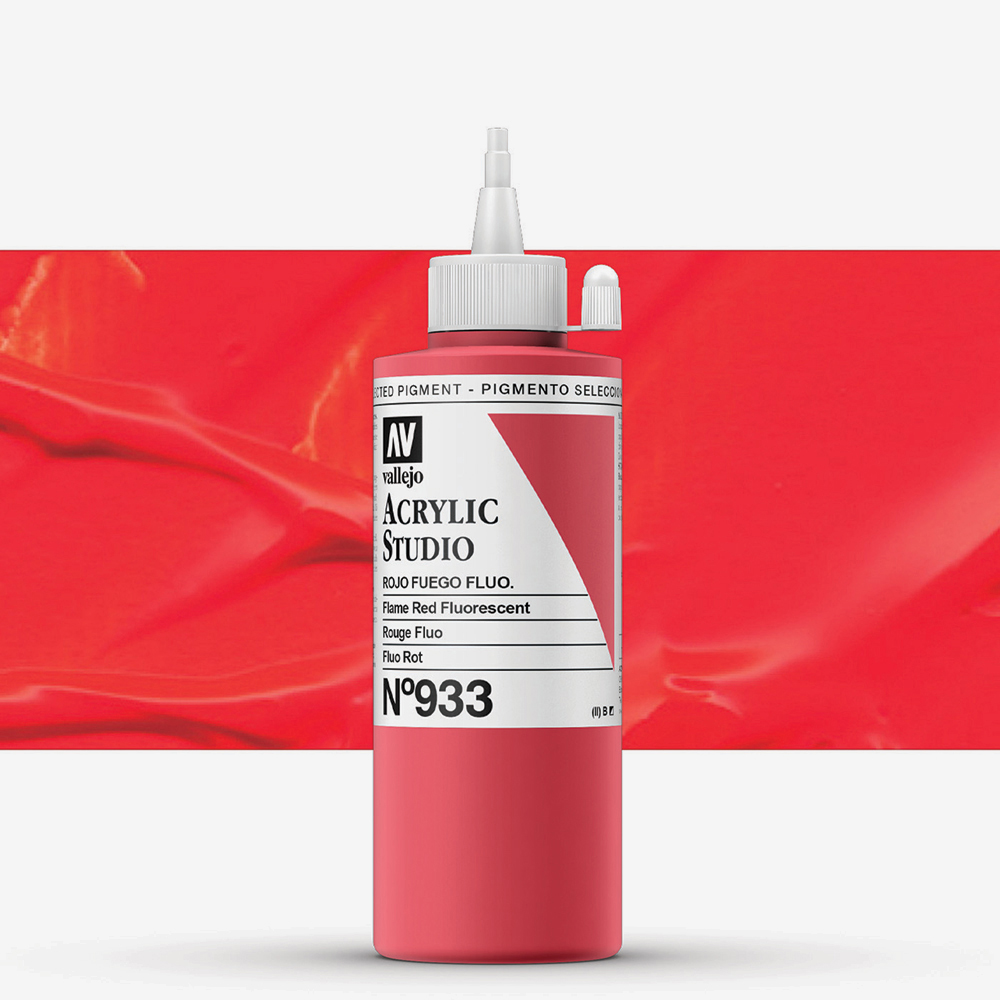 AV Studio Acrylic : 200ml bottle Flame Red Fluorescent