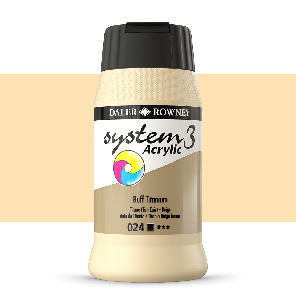 Daler Rowney : System 3 Acrylic Paint : 500ml : Buff Titanium