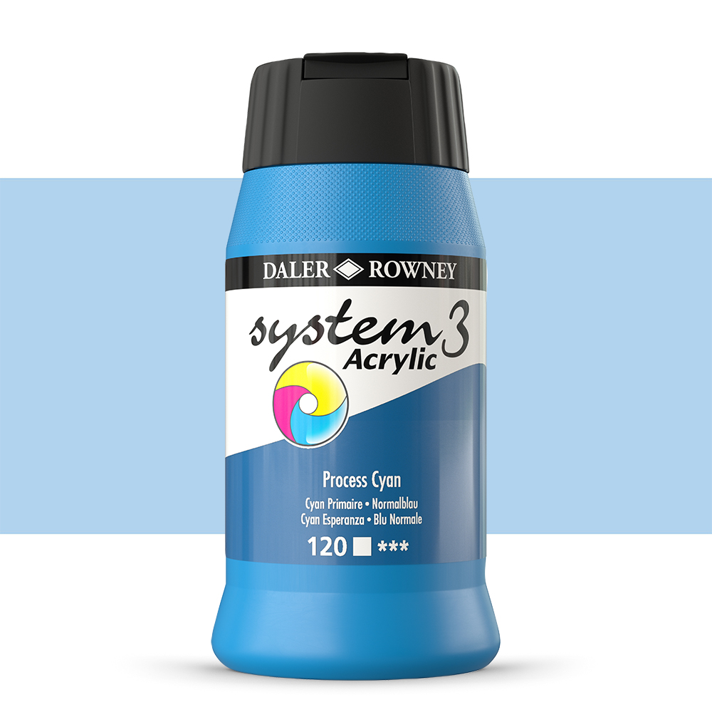 Daler Rowney : System 3 Acrylic Paint : 500ml : Process Cyan