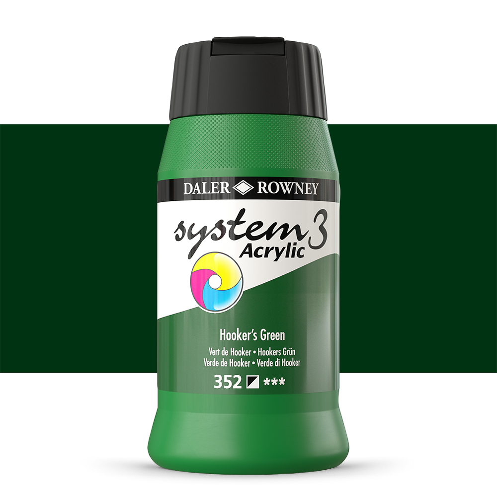 Daler Rowney : System 3 Acrylic Paint : 500ml : Hooker's Green