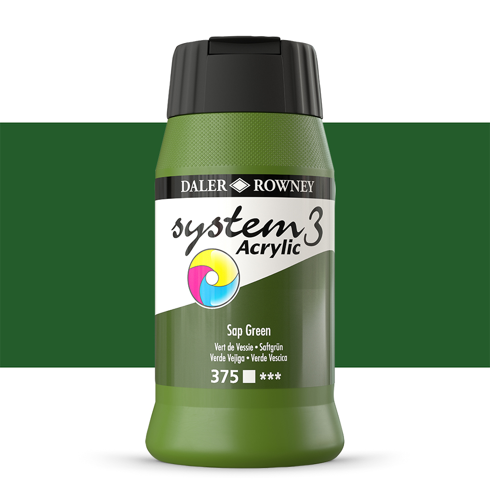 Daler Rowney : System 3 Acrylic Paint : 500ml : Sap Green