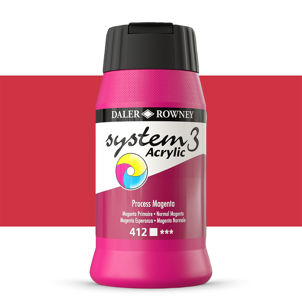 Daler Rowney : System 3 Acrylic Paint : 500ml : Process Magenta
