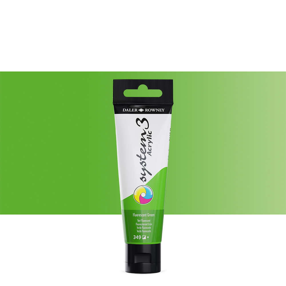 Daler Rowney : System 3 Acrylic Paint : 59ml : Fluorescent Green