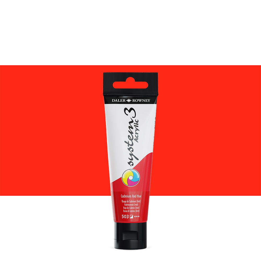 Daler Rowney : System 3 Acrylic Paint : 59ml : Cad. Red Hue