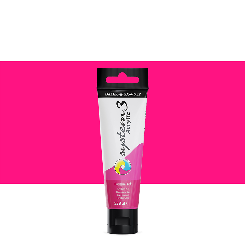 Daler Rowney : System 3 Acrylic Paint : 59ml : Fluorescent Pink