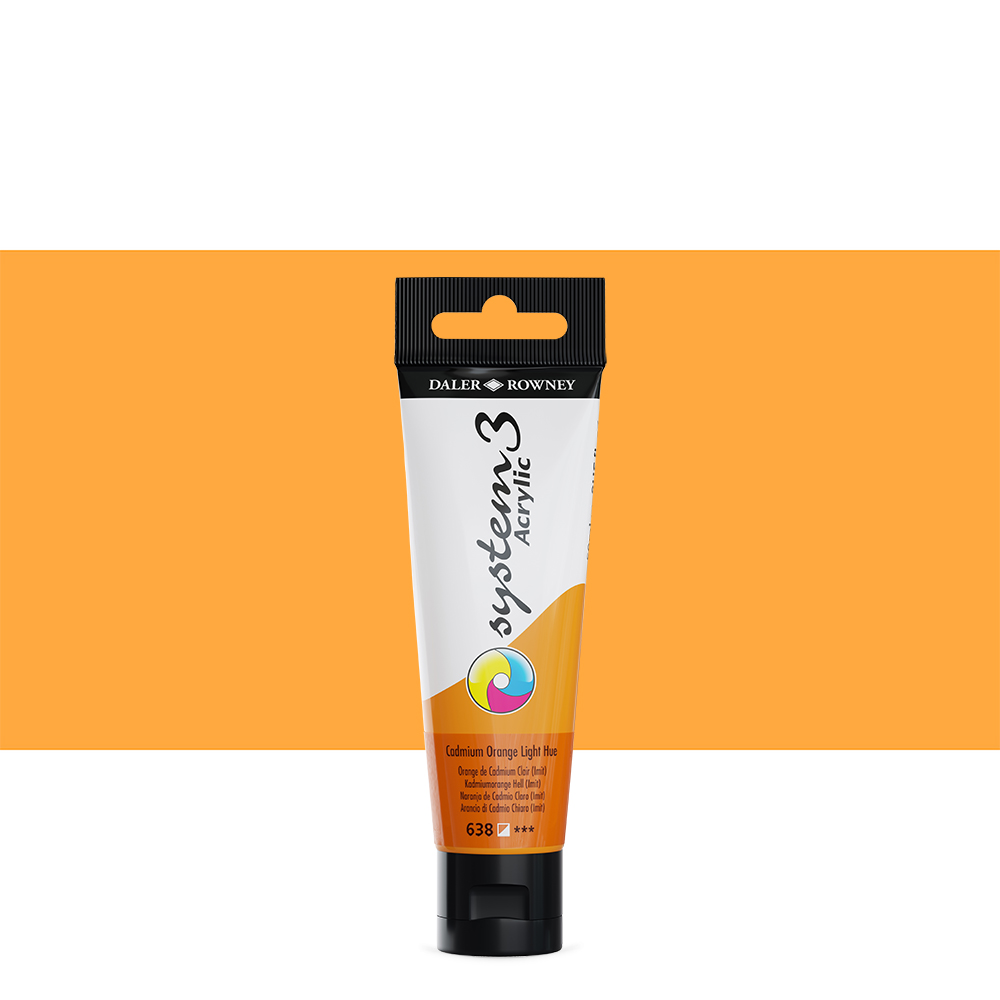 Daler Rowney : System 3 Acrylic Paint : 59ml : Cad. Orange Light Hue