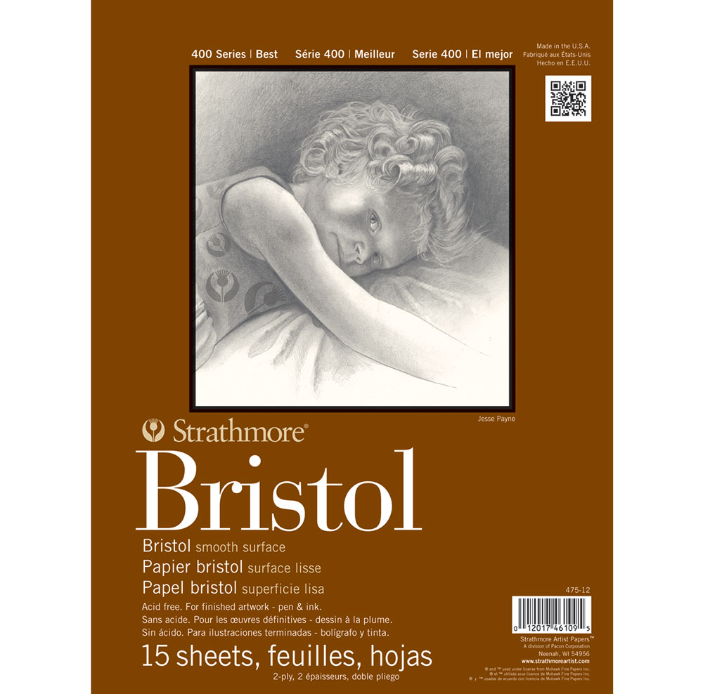 Strathmore : 400 Series : Bristol Paper : Pad : 9x12in (Apx.23x30cm) : 15 She...