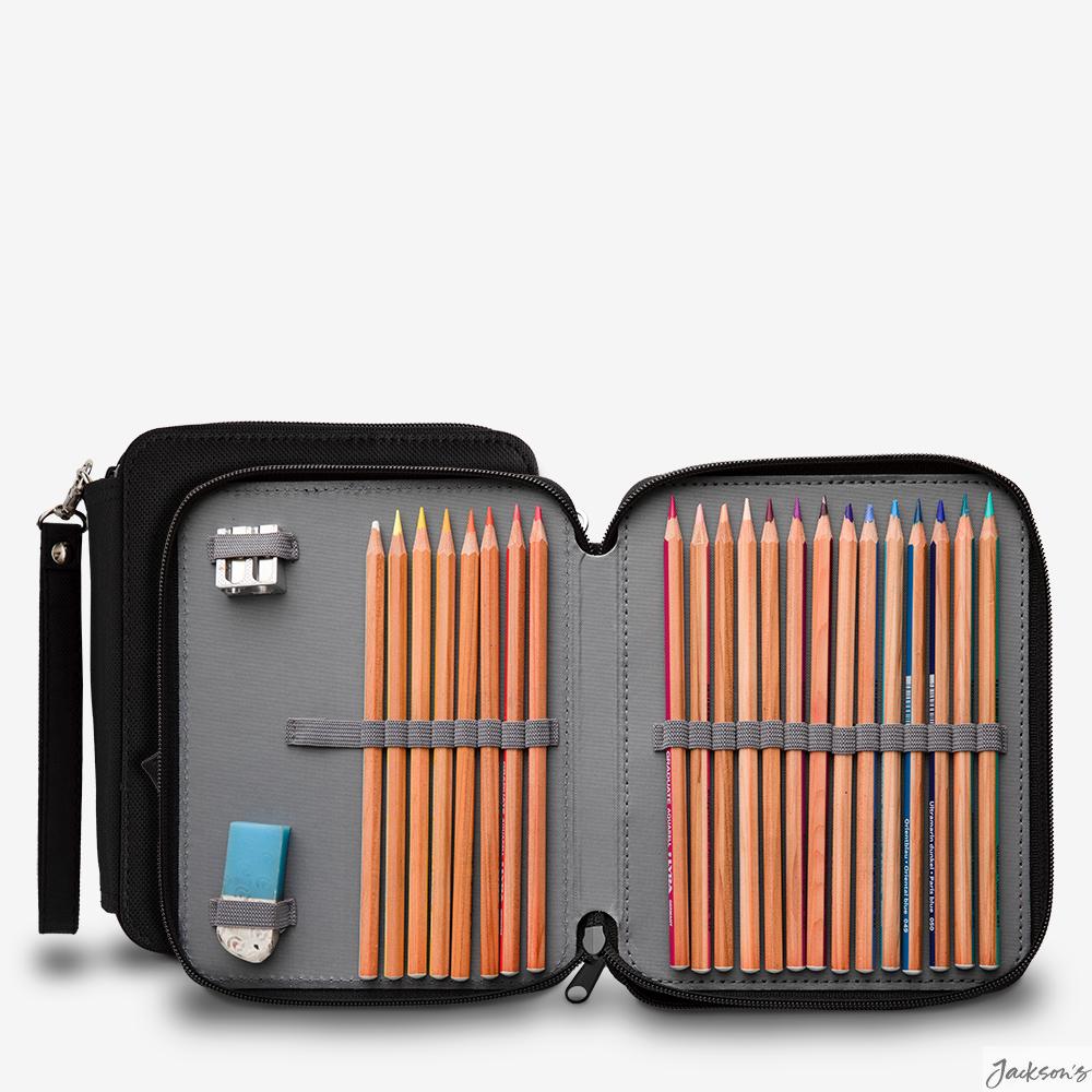 Jackson's : Black Pencil Case : Holds up to 76 Standard Pencils : Storage wit...