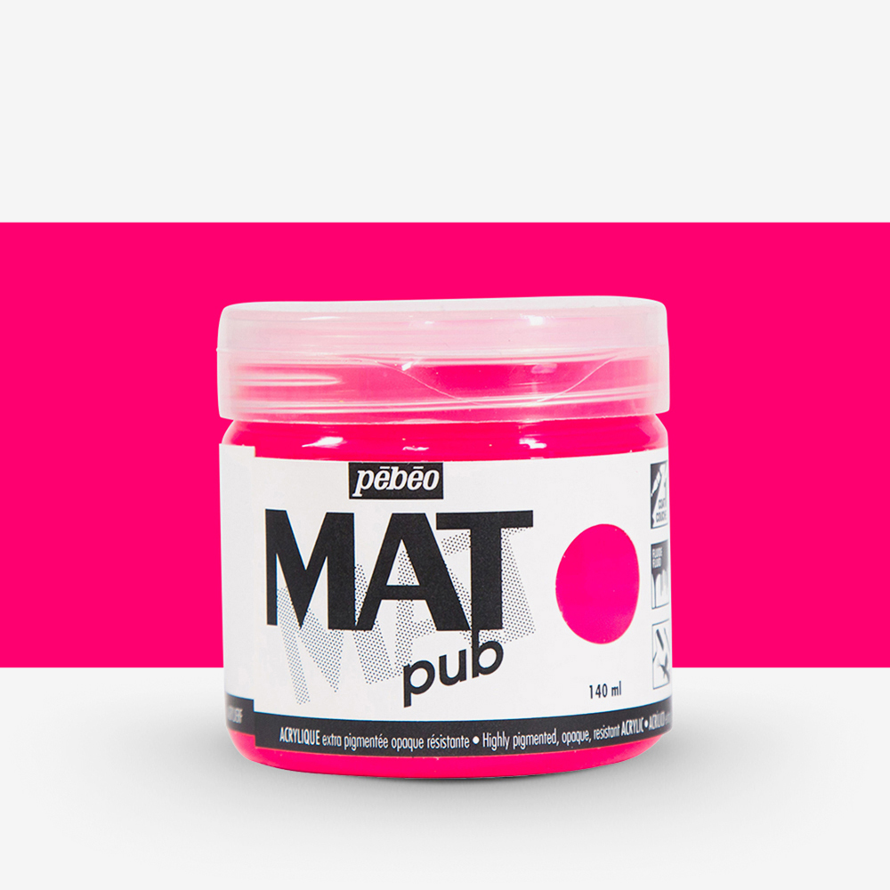Pebeo : Mat Pub : Acrylic Paint : 140ml : Fluorescent Pink