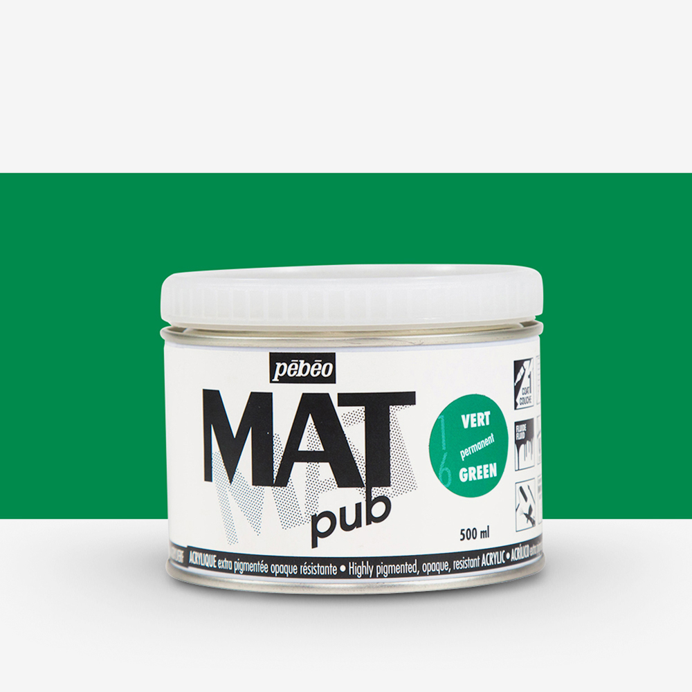 Pebeo : Mat Pub : Acrylic Paint : 500ml : Permanent Green