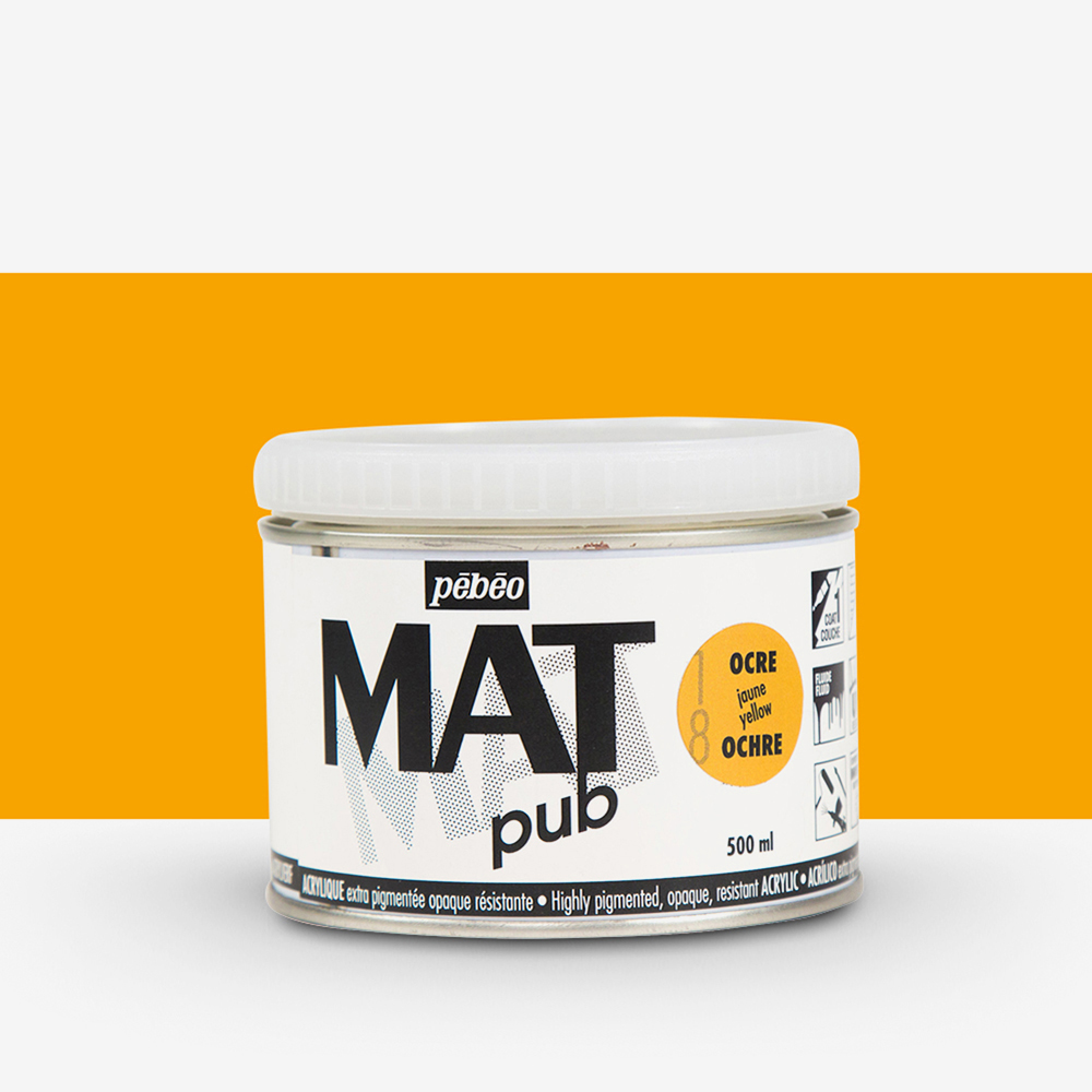 Pebeo : Mat Pub : Acrylic Paint : 500ml : Yellow Ochre