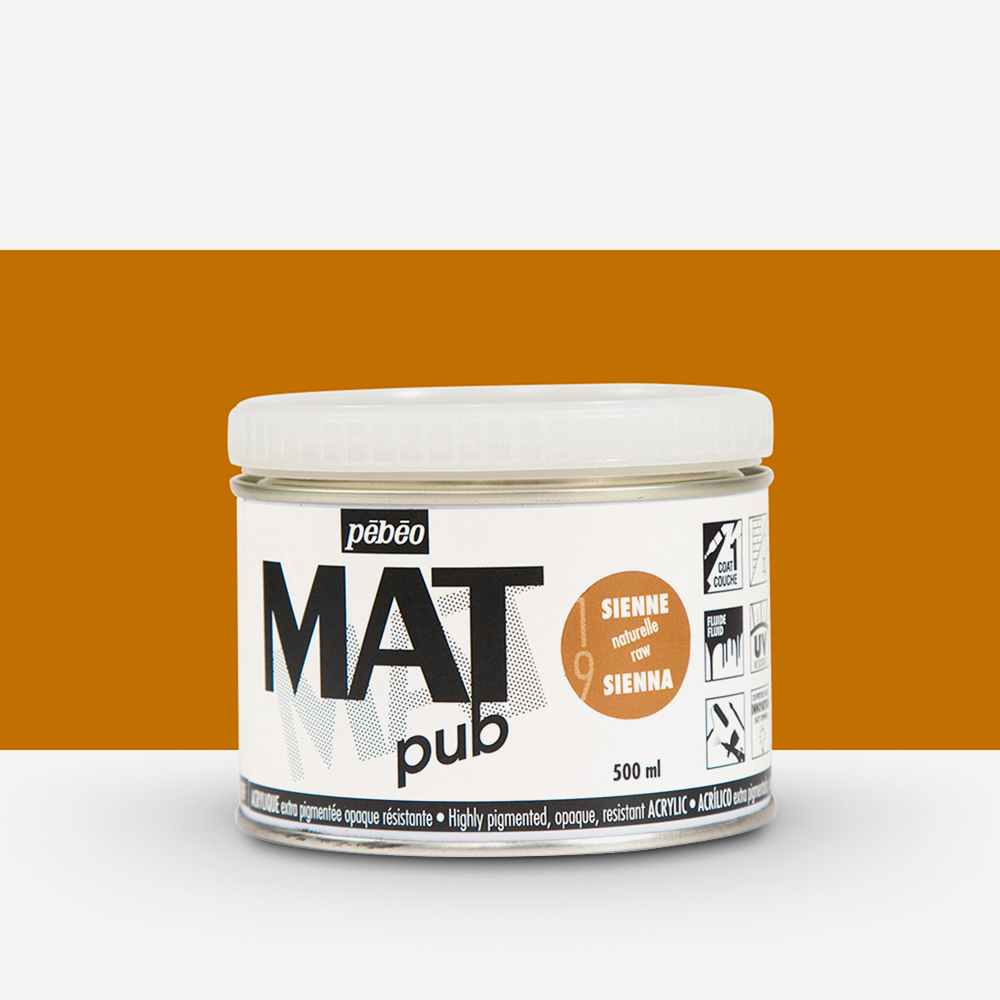 Pebeo : Mat Pub : Acrylic Paint : 500ml : Natural Sienna