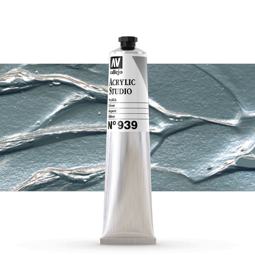Vallejo : Studio Acrylic Paint : 58ml : Silver