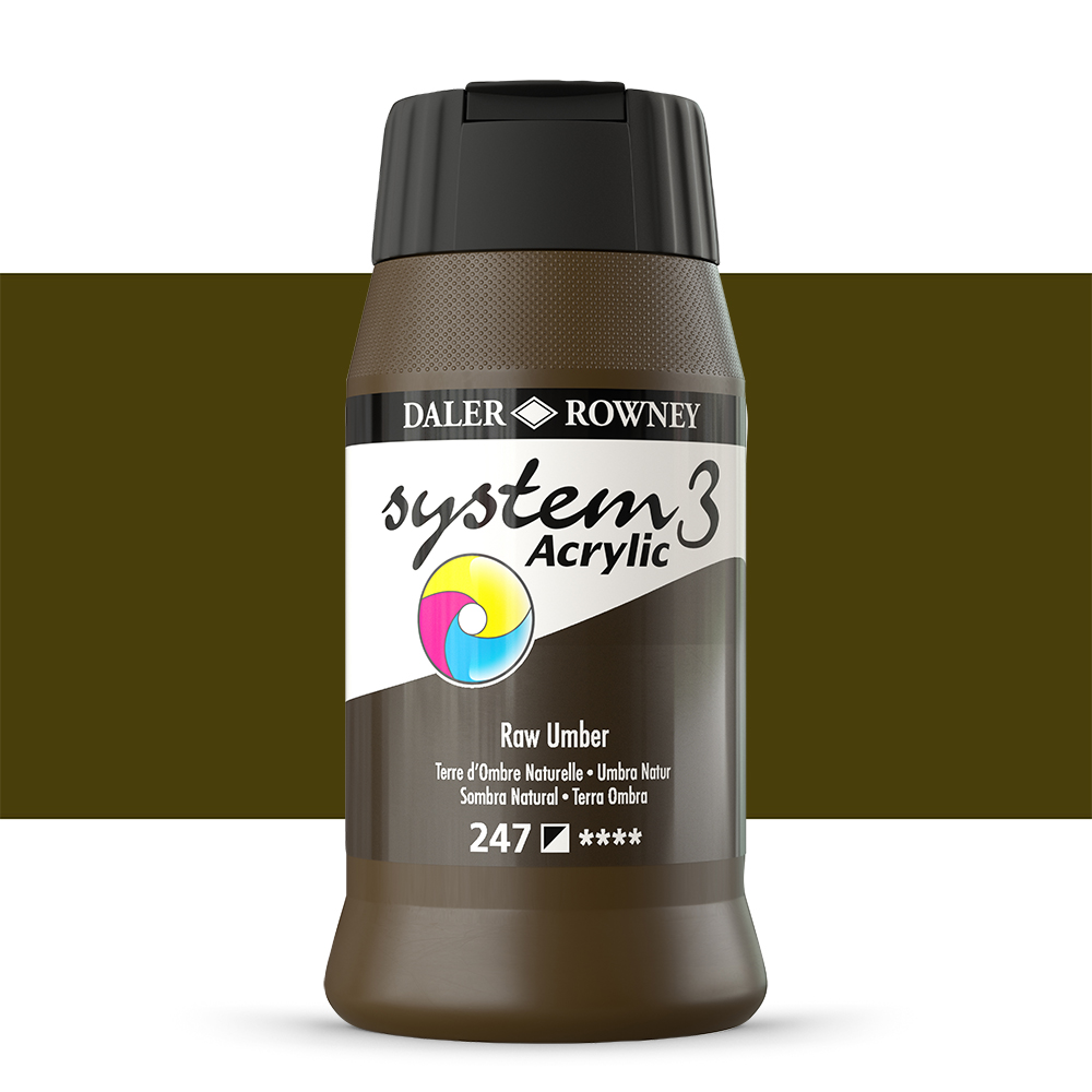 Daler Rowney : System 3 Acrylic Paint : 500ml : Raw Umber