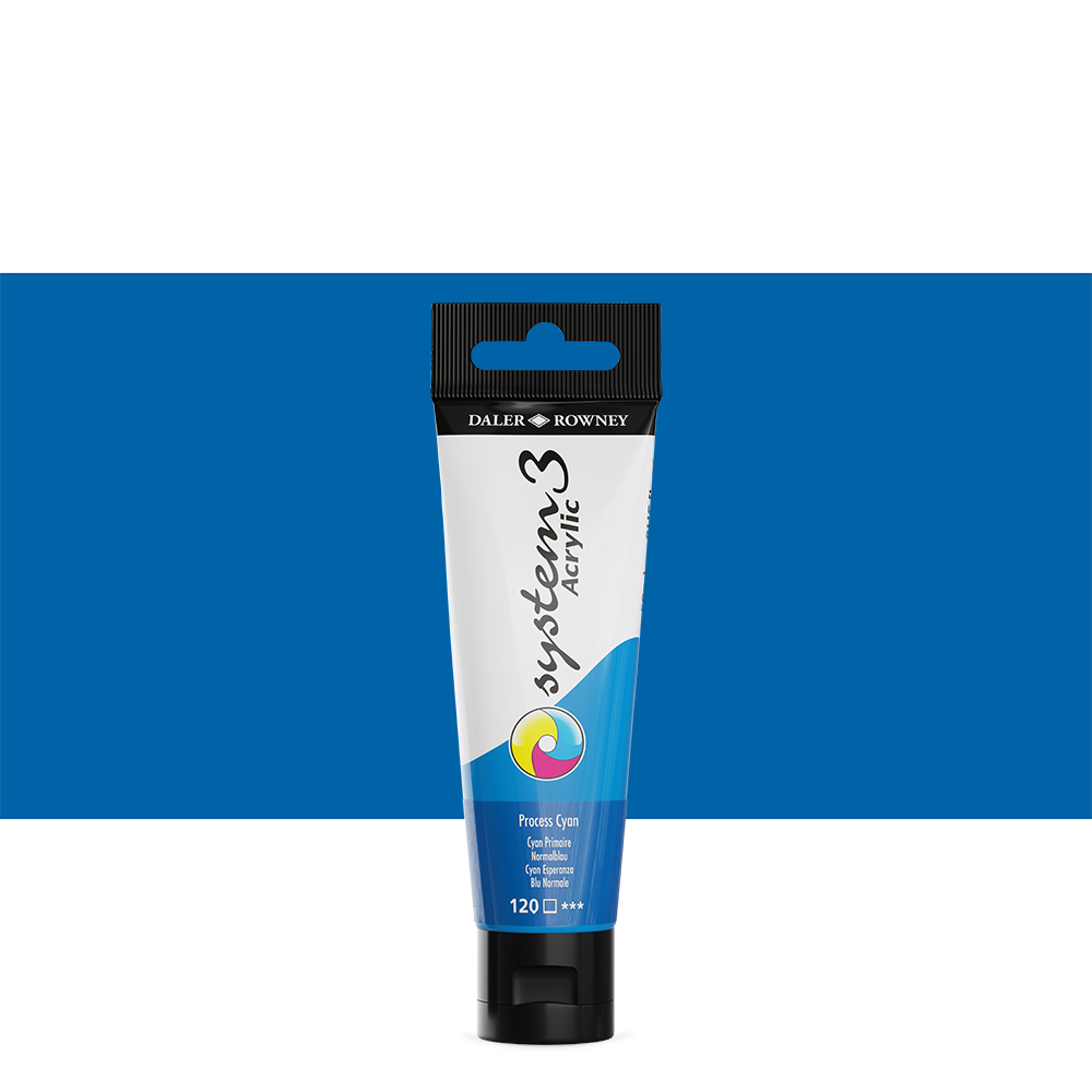 Daler Rowney : System 3 Acrylic Paint : 59ml : Process Cyan