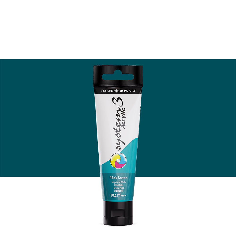 Daler Rowney : System 3 Acrylic Paint : 59ml : Phthalo Turquoise