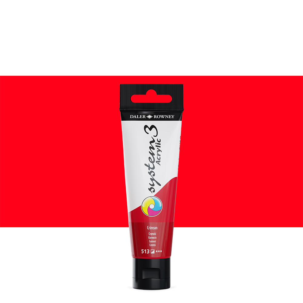 Daler Rowney : System 3 Acrylic Paint : 59ml : Crimson