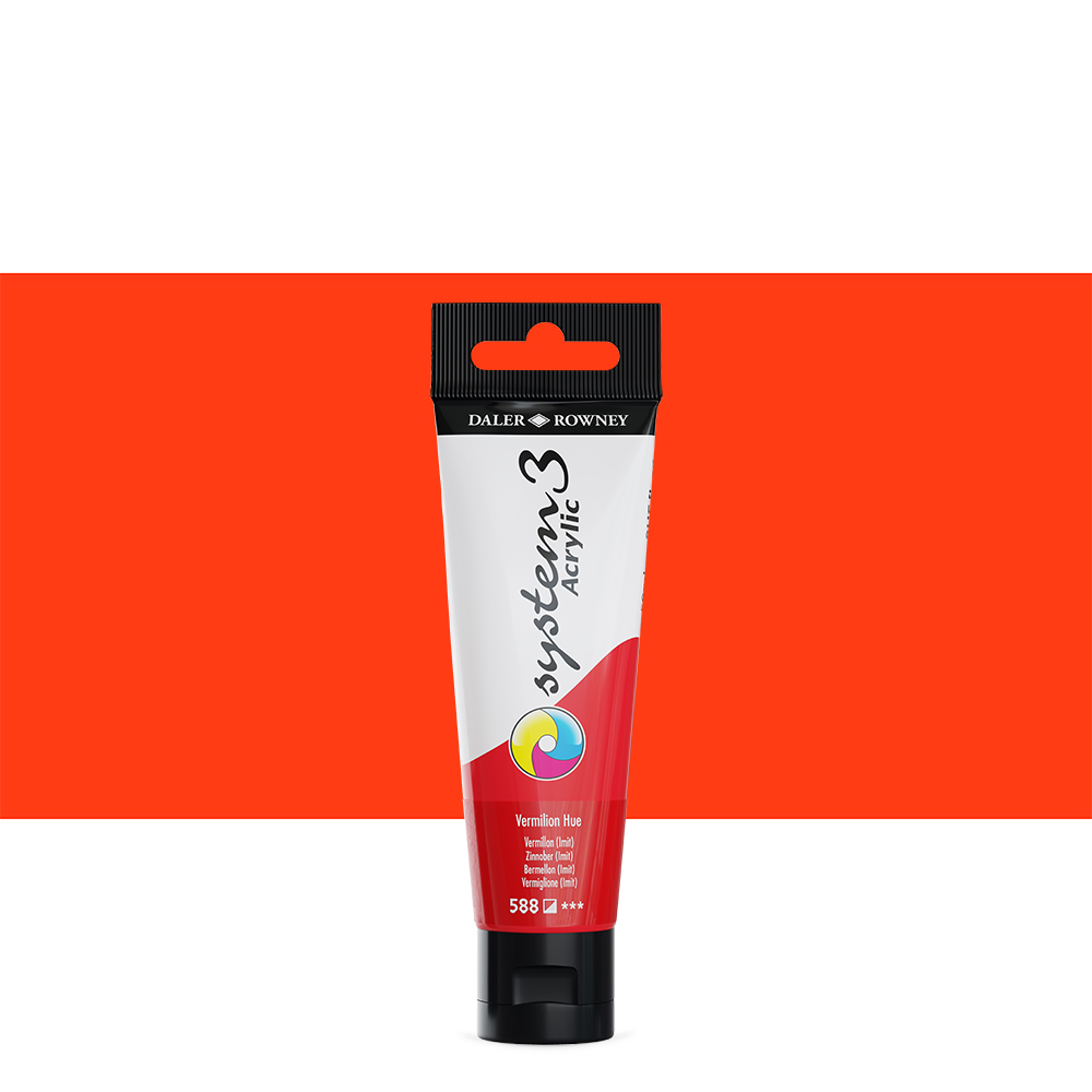 Daler Rowney : System 3 Acrylic Paint : 59ml : Vermilion Hue