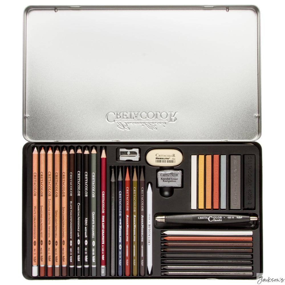 Cretacolor Ultimo Drawing Set Wood Water Soluble Graphite 35pc Sketching